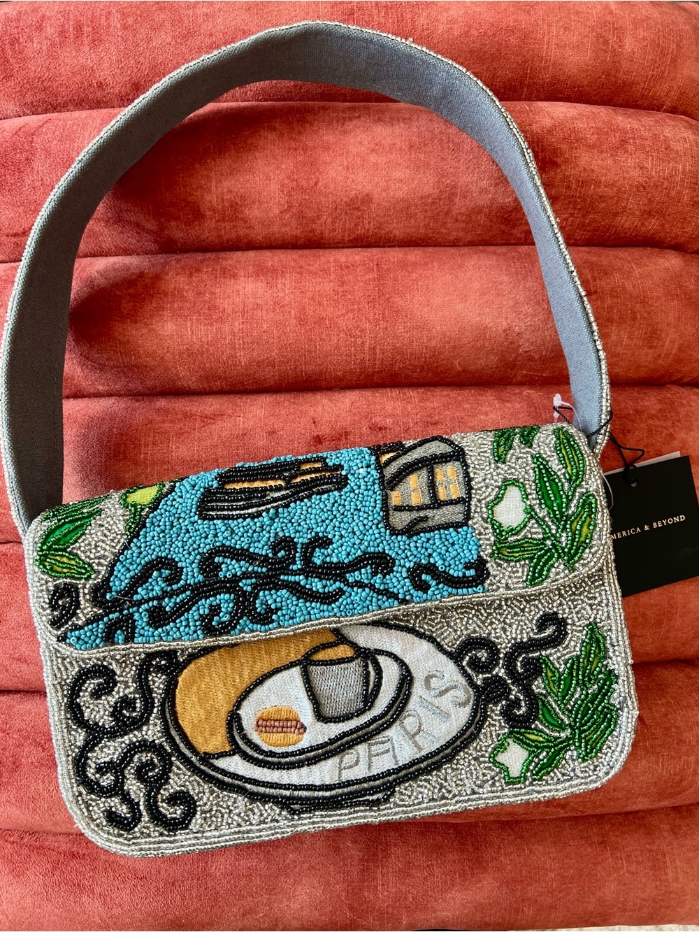 NWT America & Beyond Beaded Paris Breakfast Beaded Shoulder Bag